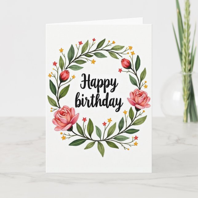 Blush Wreath Bloom Card (Front)