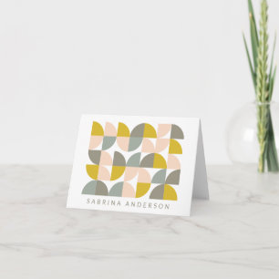 Blush Yellow and Gray Geometric Personalized Note Card