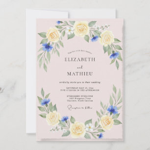 Blush Yellow Blossom Wedding Invitation
