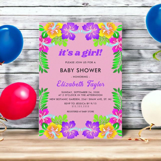 Blush Yellow Purple Roses Floral Girl Baby Shower Invitation (Creator Uploaded)