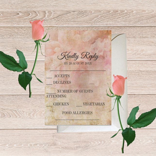 Blushed Floral Vintage RSVP Cards (Creator Uploaded)