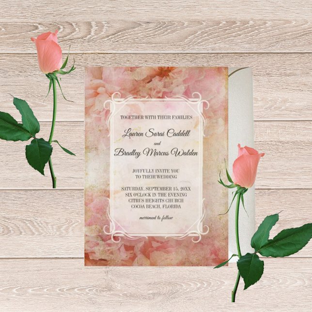 Blushed Floral Vintage Wedding Invite (Creator Uploaded)