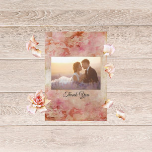 Blushed Floral Vintage Wedding Thank You Card