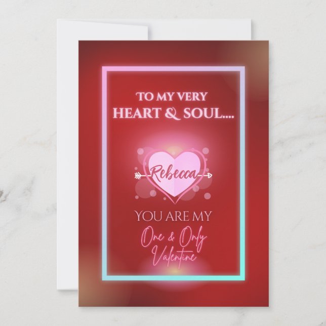 Blushing Blood Red typographic Valentine's Day Holiday Card (Front)