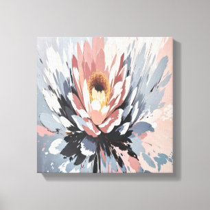 Blushing Bloom: Abstract Pink Lotus Flower Art Canvas Print