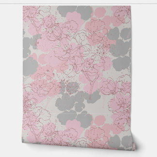 Blushing Blooms Abstract Floral Dreamscape Wallpaper
