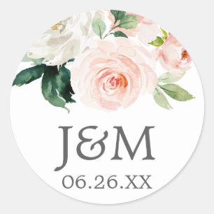 Blushing Blooms Envelope Seals - Favour Stickers