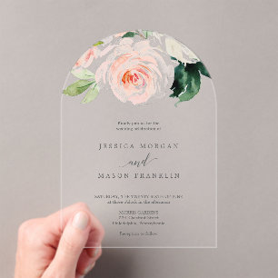 Blushing Blooms Floral Acrylic Wedding Invitation
