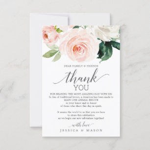 Blushing Blooms In Lieu of Favours Place Card