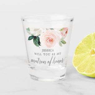 Blushing Blooms Matron of Honour Proposal ShotGlas Shot Glass