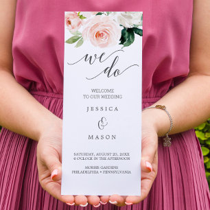 Blushing Blooms Trifold Wedding Program Photo Flyer