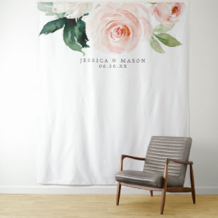 Blushing Blooms Wedding Backdrop Photo Booth Tapestry