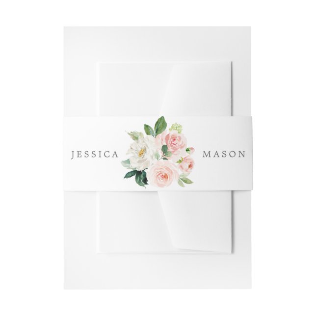 Blushing Blooms Wedding Invitation Belly Bands Band (Front Example)