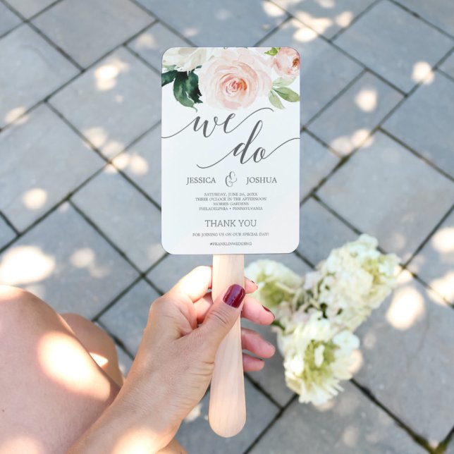 Blushing Blooms Wedding Program Fan (Creator Uploaded)