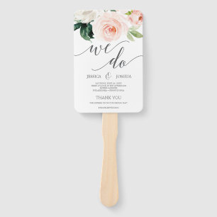 Blushing Blooms Wedding Program Fan Timeline