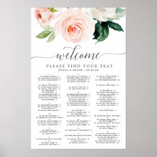 Blushing Blooms Wedding Seating Chart Sign