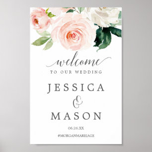Blushing Blooms Wedding Welcome Sign