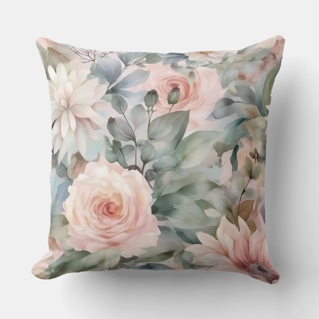 Blushing Bridal Ballet Botanical Cushion (Front)