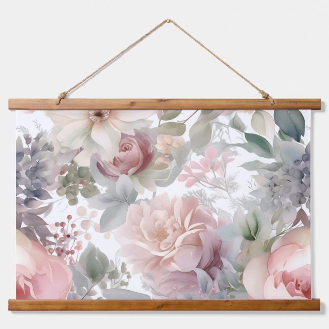 Blushing Bridal Ballet Botanical Hanging Tapestry (Front)