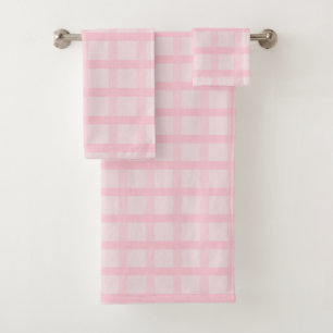 Blushing Bride And Tea Rose Pink Gingham Pattern Bath Towel Set