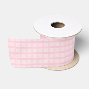 Blushing Bride And Tea Rose Pink Gingham Pattern Satin Ribbon