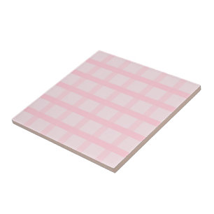 Blushing Bride And Tea Rose Pink Gingham Pattern Tile