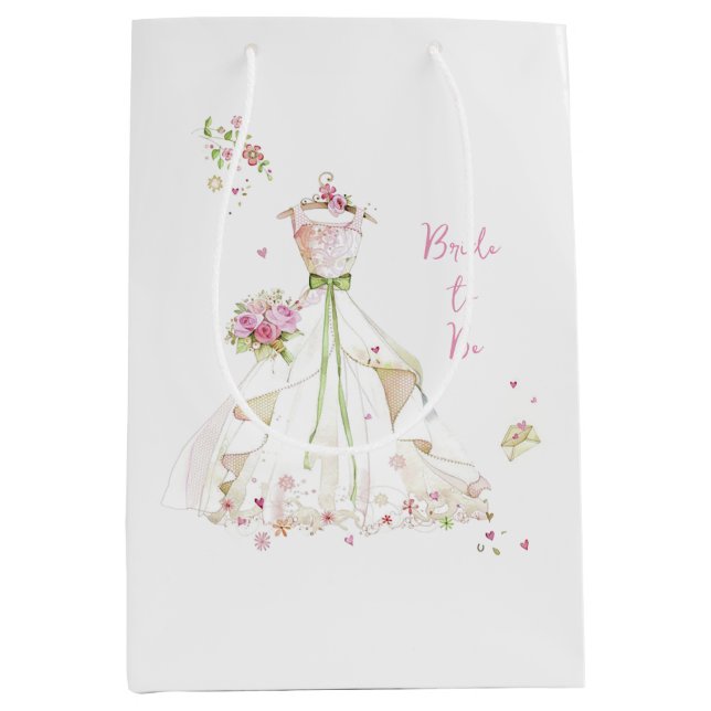 Blushing Bride in Bloom Bride to Be Medium Gift Bag (Front)