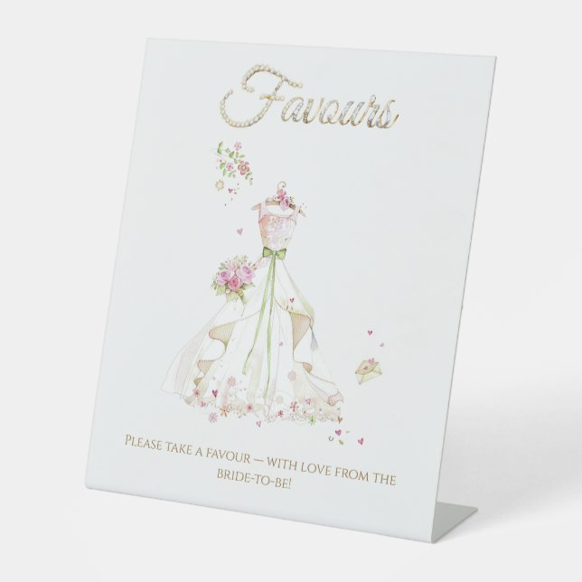 Blushing Bride in Bloom Bride to Be Pedestal Sign (Front)