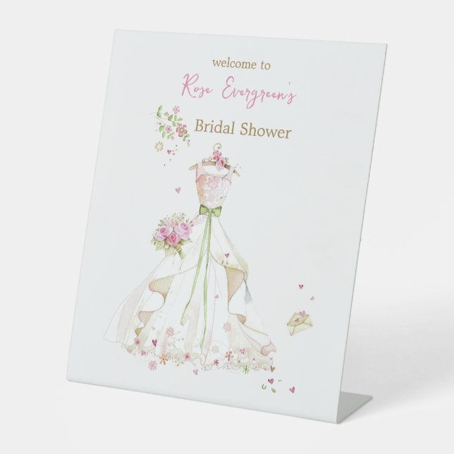 Blushing Bride in Bloom Bride to Be Pedestal Sign (Front)