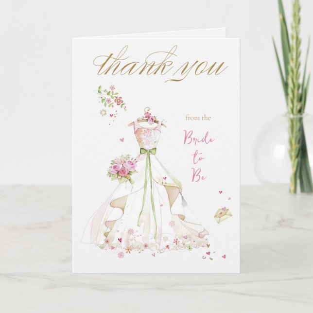 Blushing Bride in Bloom Bride to Be Thank You Card (Front)