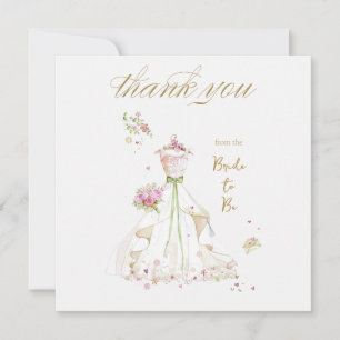 Blushing Bride in Bloom Bride to Be Thank You Card