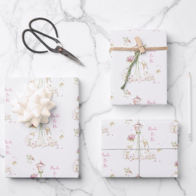 Blushing Bride in Bloom Bride to Be Wrapping Paper Sheet (Front)