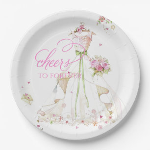 Blushing Bride in Bloom Cheers to Forever Paper Plate