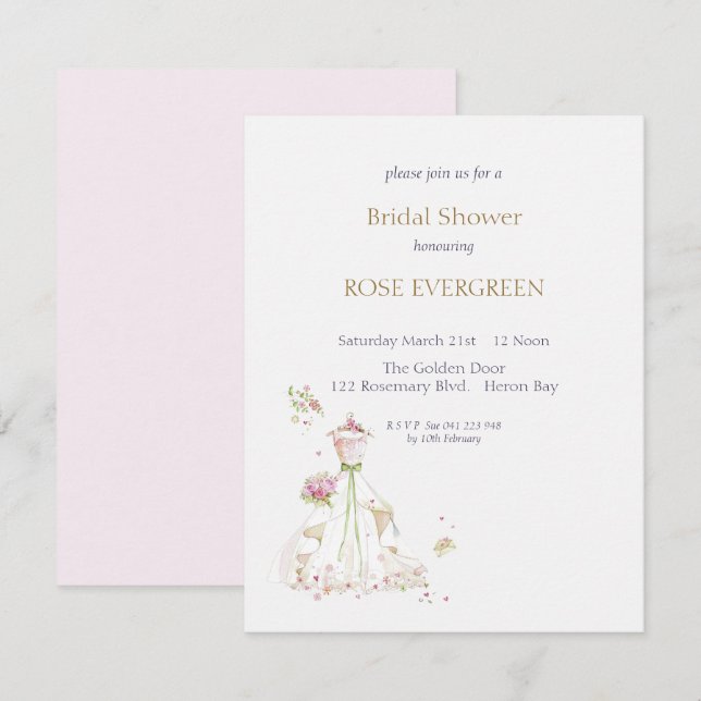 Blushing Bride in Bloom Invitation (Front/Back)