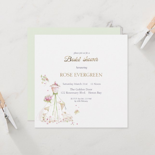 Blushing Bride in Bloom Invitation (Front/Back In Situ)