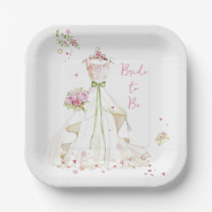Blushing Bride in Bloom Paper Plate