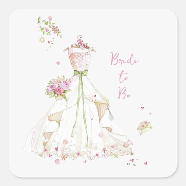 Blushing Bride in Bloom Square Sticker (Front)