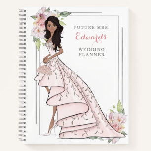Blushing Bride in Gown Wedding Planner Notebook