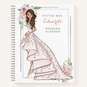 Blushing Bride in Gown Wedding Planner Notebook
