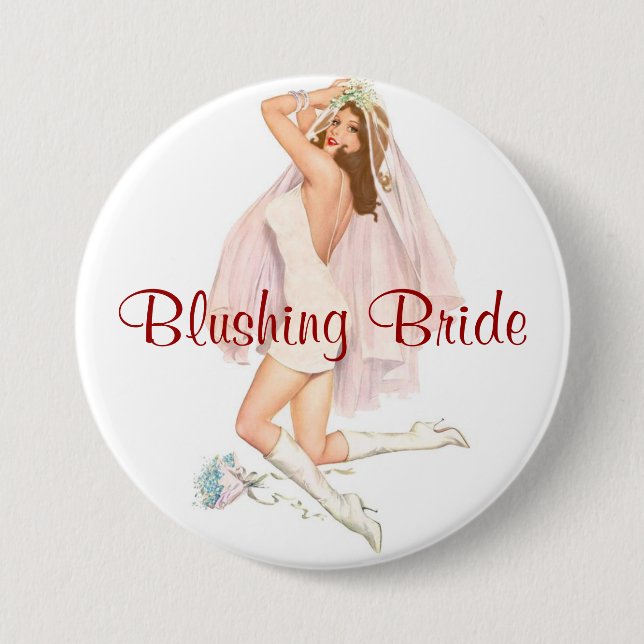 Blushing Bride Pin-Up 7.5 Cm Round Badge (Front)