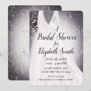 Blushing Bride Purple Modern Glam Bridal Shower Invitation
