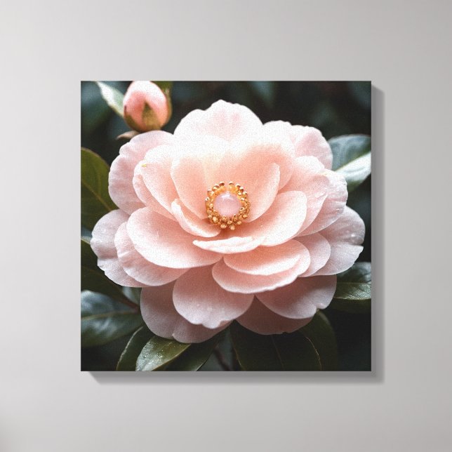 Blushing Camellia Adornment Canvas Print (Front)