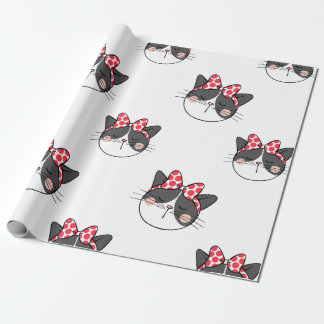 Blushing Cat Bow Wrapping Paper
