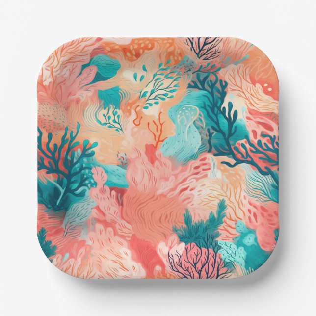 Blushing coral paper plate (Front)