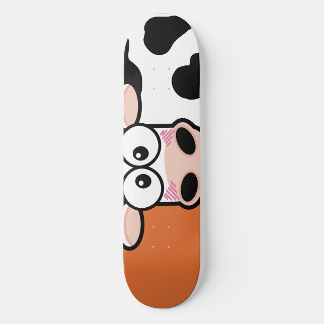 Blushing Cow on Orange Skateboard (Front)