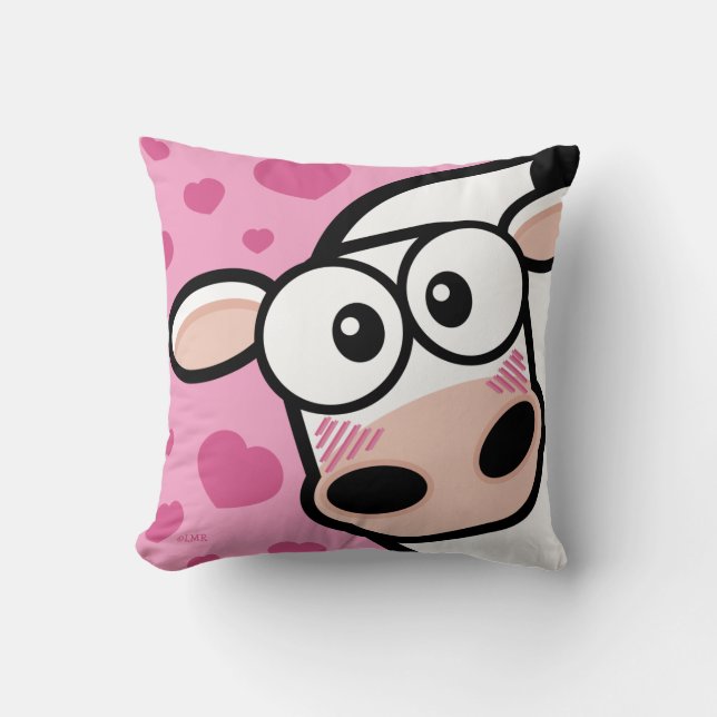 Blushing Cow with Hearts Cushion (Front)
