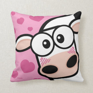 Blushing Cow with Hearts Cushion