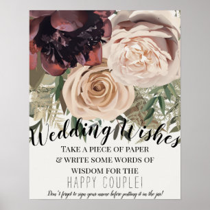 Blushing Floral Blooms Botanical Wedding Sign in