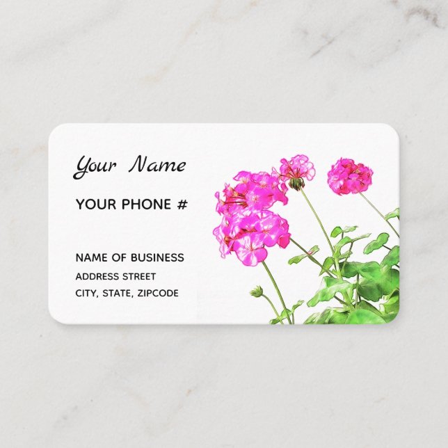 Blushing Geraniums, Backside Next Appointment Business Card (Front)
