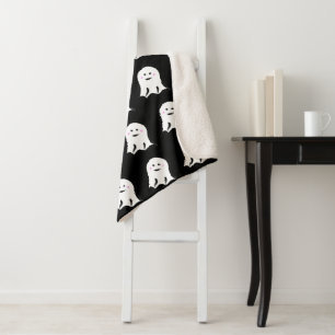Blushing Ghost Cute Halloween  Sherpa Blanket